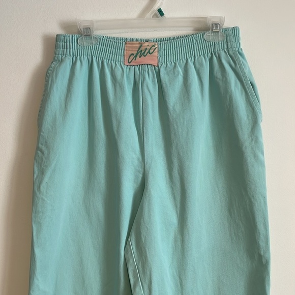 VTG 80s Revival CHIC Pants Med Mint Seafoam Green Jogger Jean - Picture 3 of 13